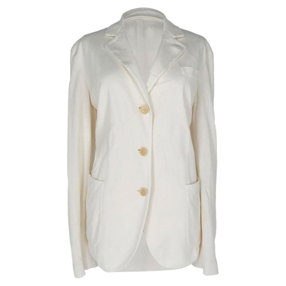 Loro Piana Button-Down Blazer in White Cotton